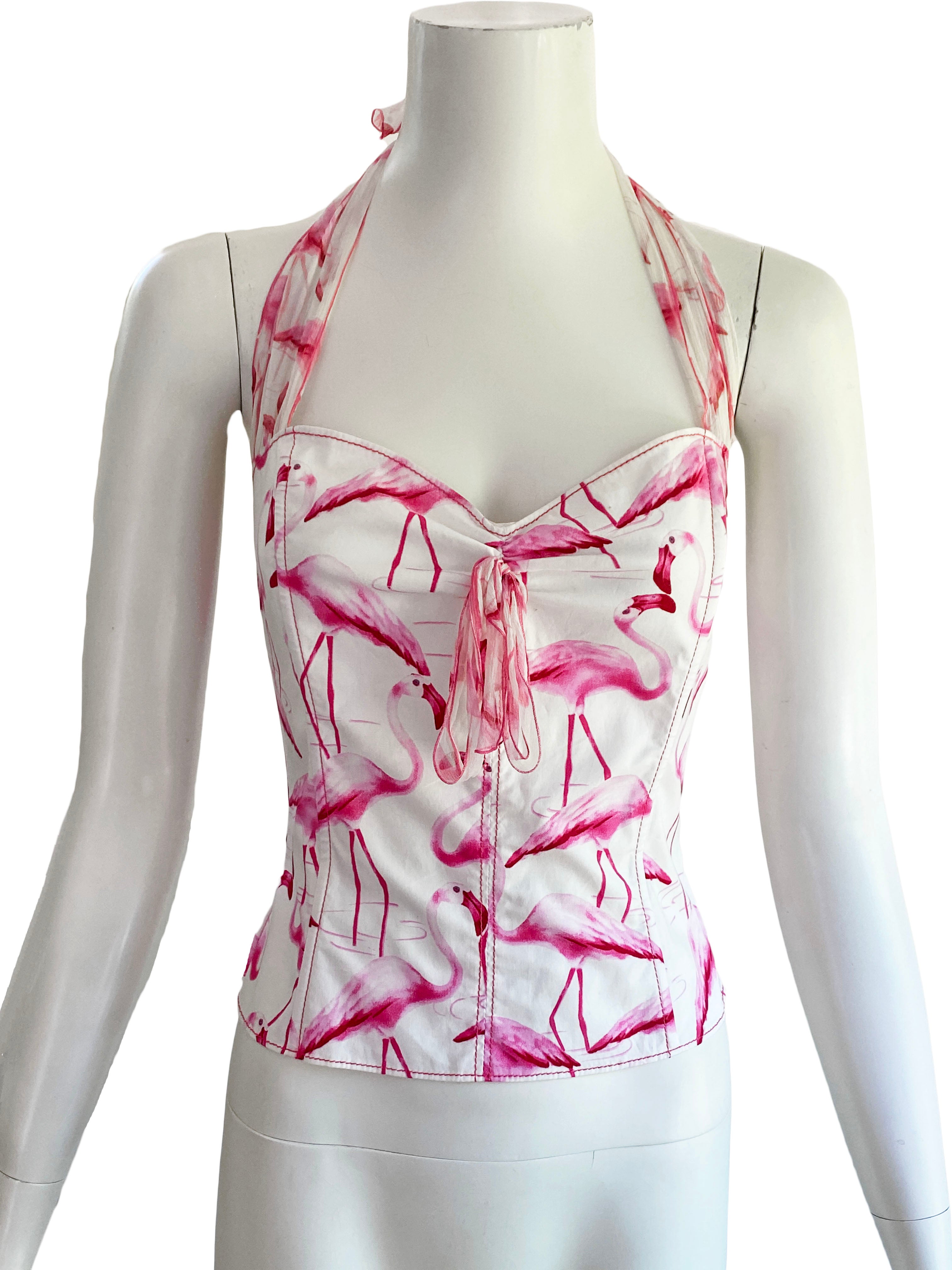 Blumarine Blugirl Y2K Flamingo Print Top