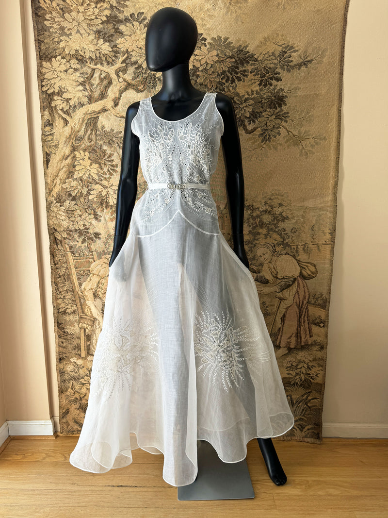 Art Deco 1930s Silk Organza Gown