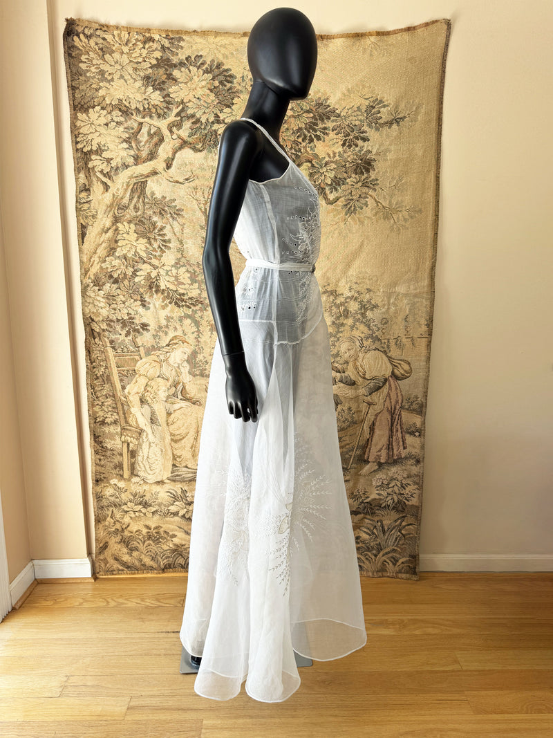 Art Deco 1930s Silk Organza Gown