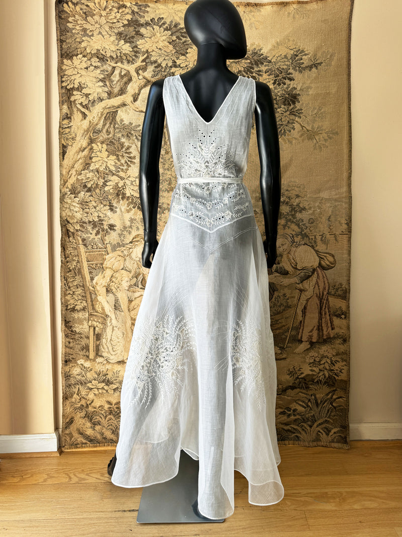 Art Deco 1930s Silk Organza Gown