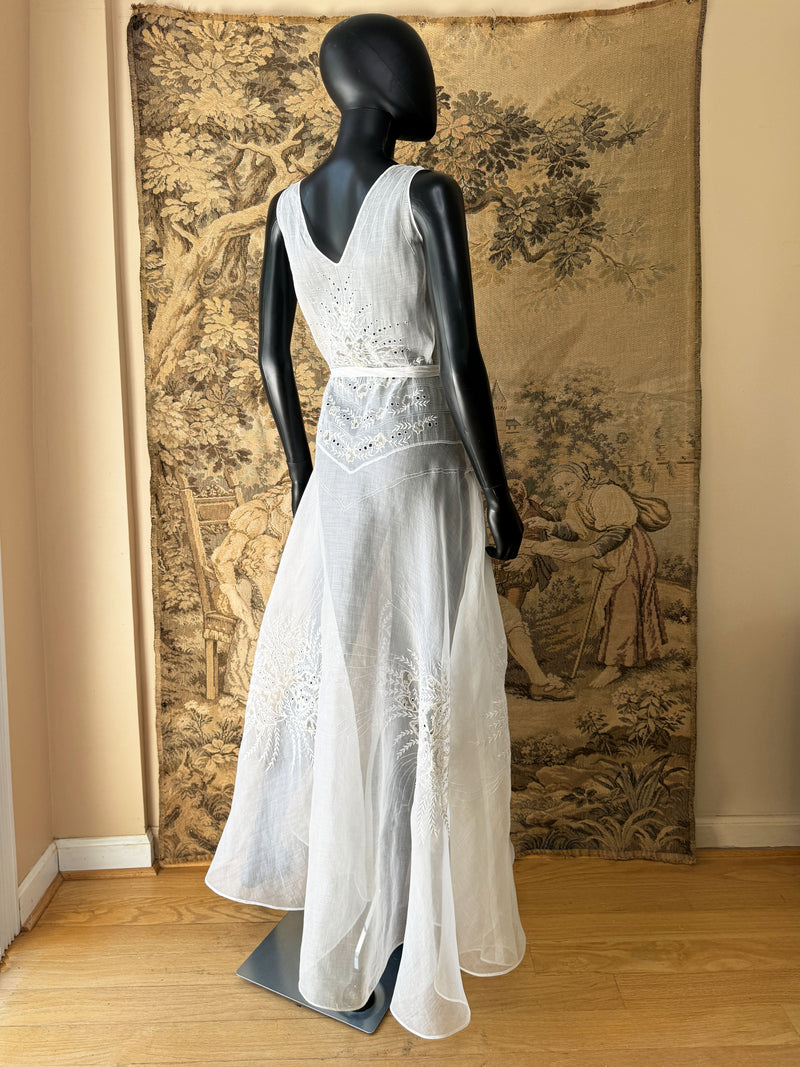 Art Deco 1930s Silk Organza Gown