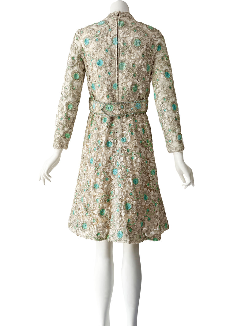 1970s Embellished Lace Midi Dress