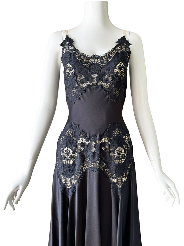 Alexander McQueen 2005 Black Guipure Lace & Silk Dress