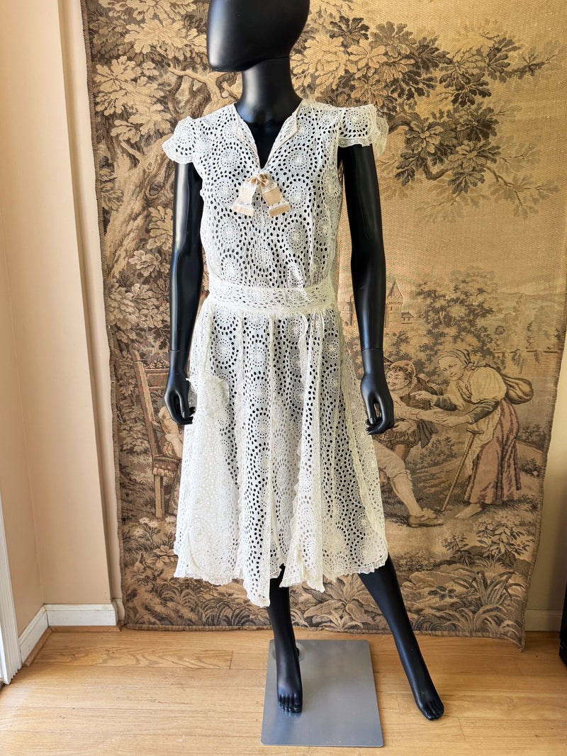 1930s Broderie Anglaise Day Dress