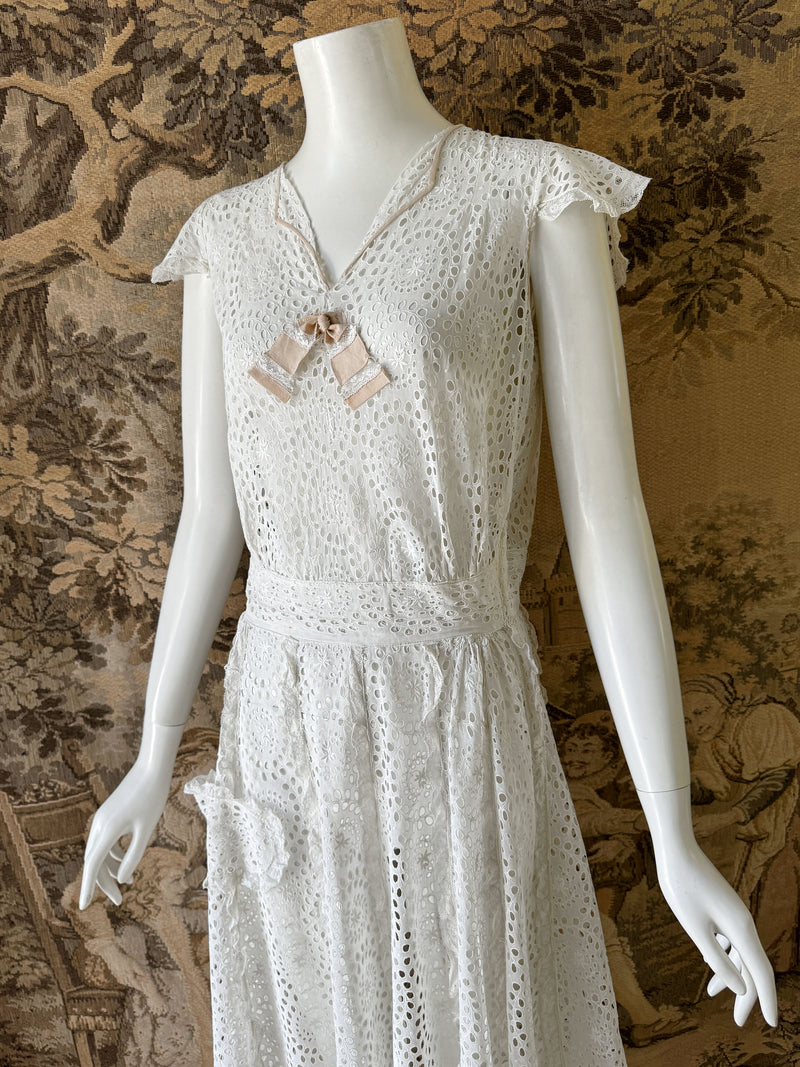 1930s Broderie Anglaise Day Dress