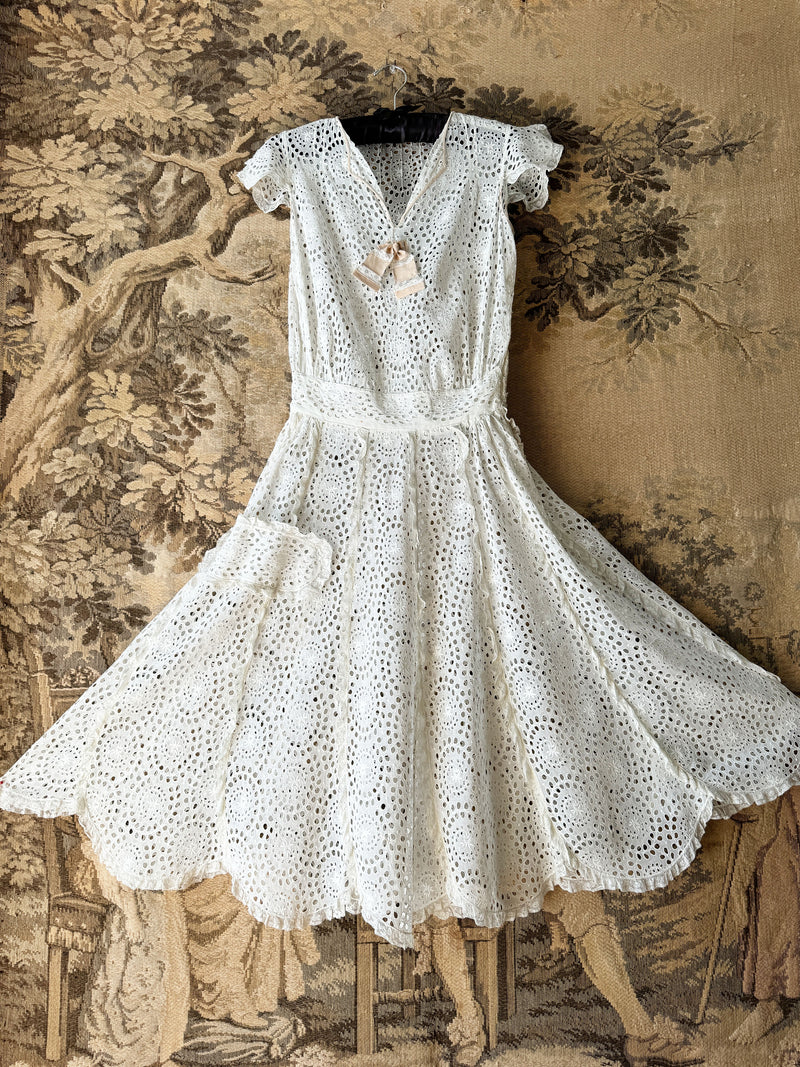 1930s Broderie Anglaise Day Dress