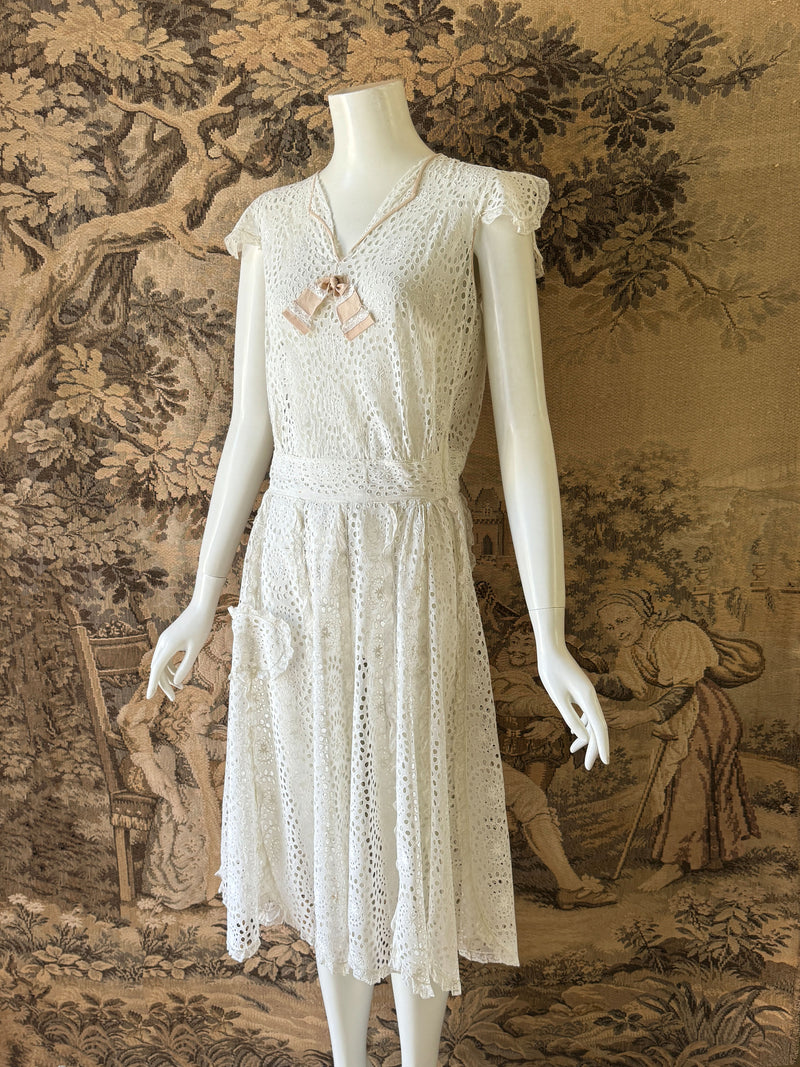 1930s Broderie Anglaise Day Dress