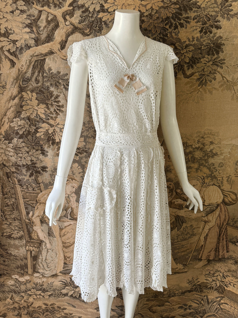 1930s Broderie Anglaise Day Dress