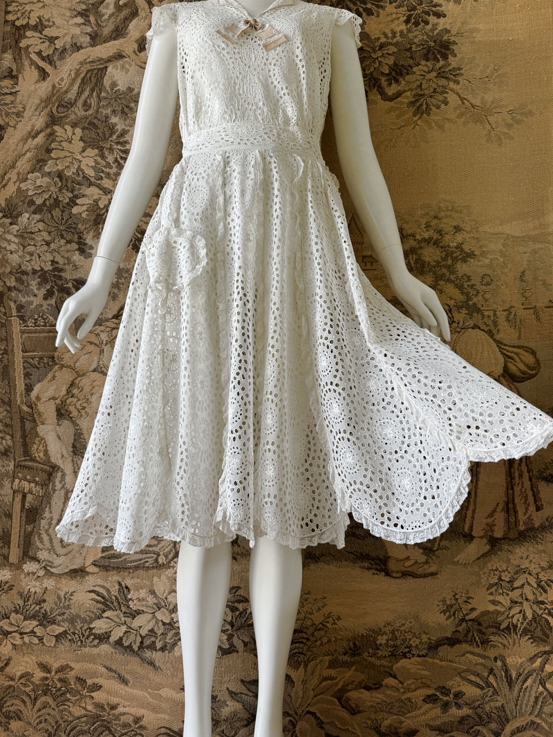 1930s Broderie Anglaise Day Dress