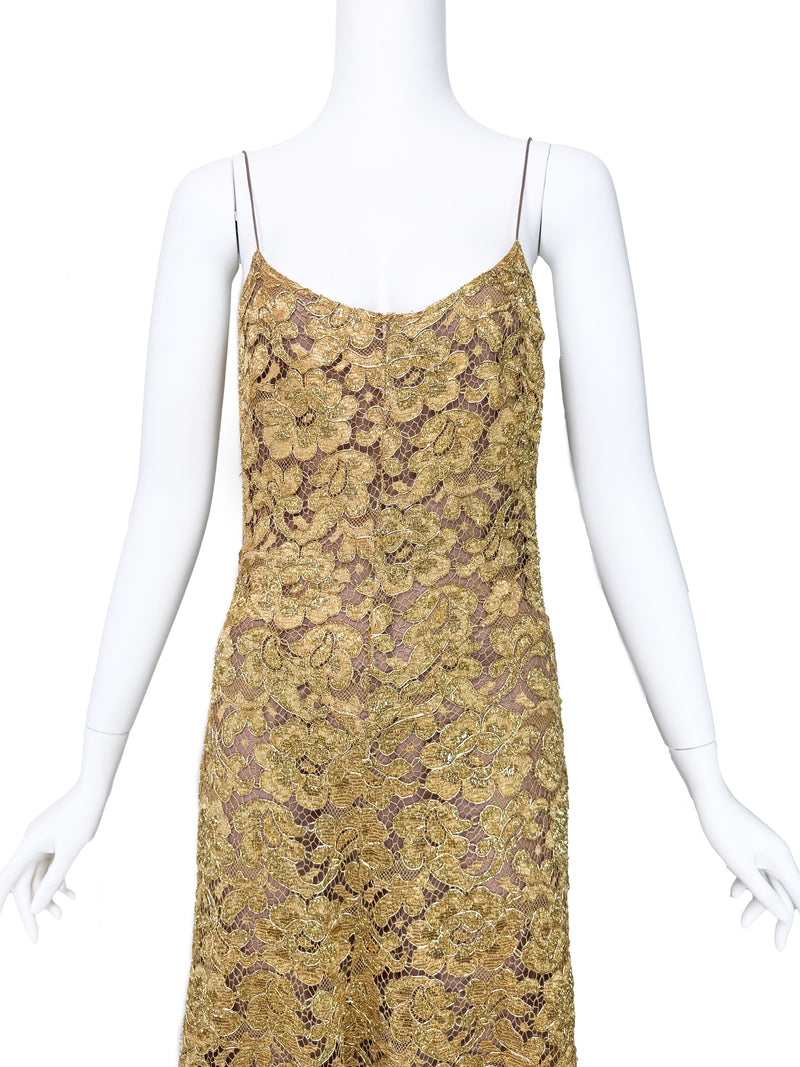 Blumarine Fall 2001 Gold Lace Dress