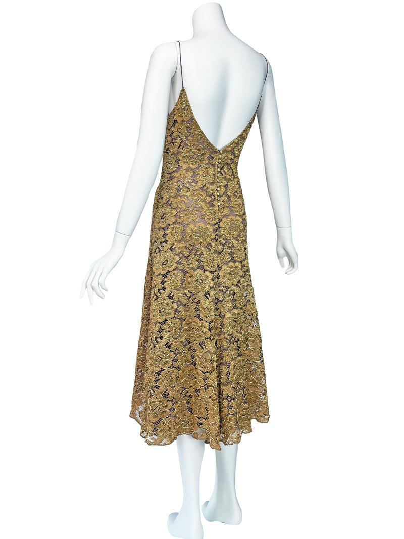 Blumarine Fall 2001 Gold Lace Dress