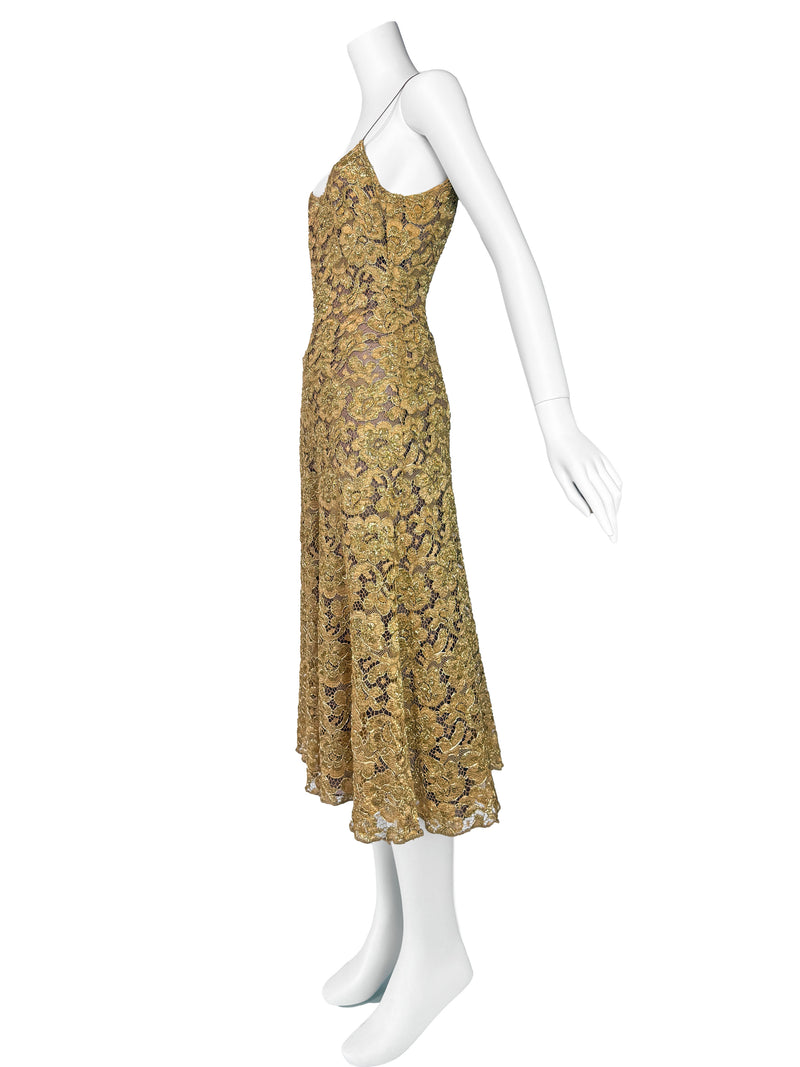 Blumarine Fall 2001 Gold Lace Dress