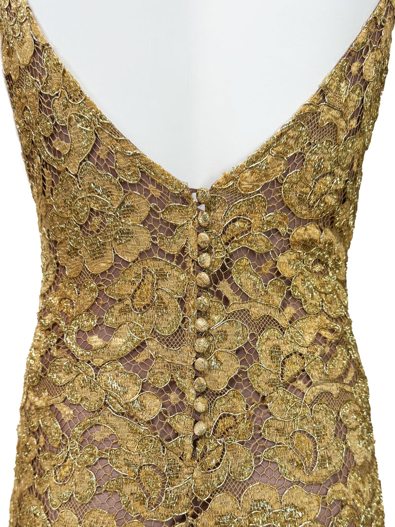 Blumarine Fall 2001 Gold Lace Dress