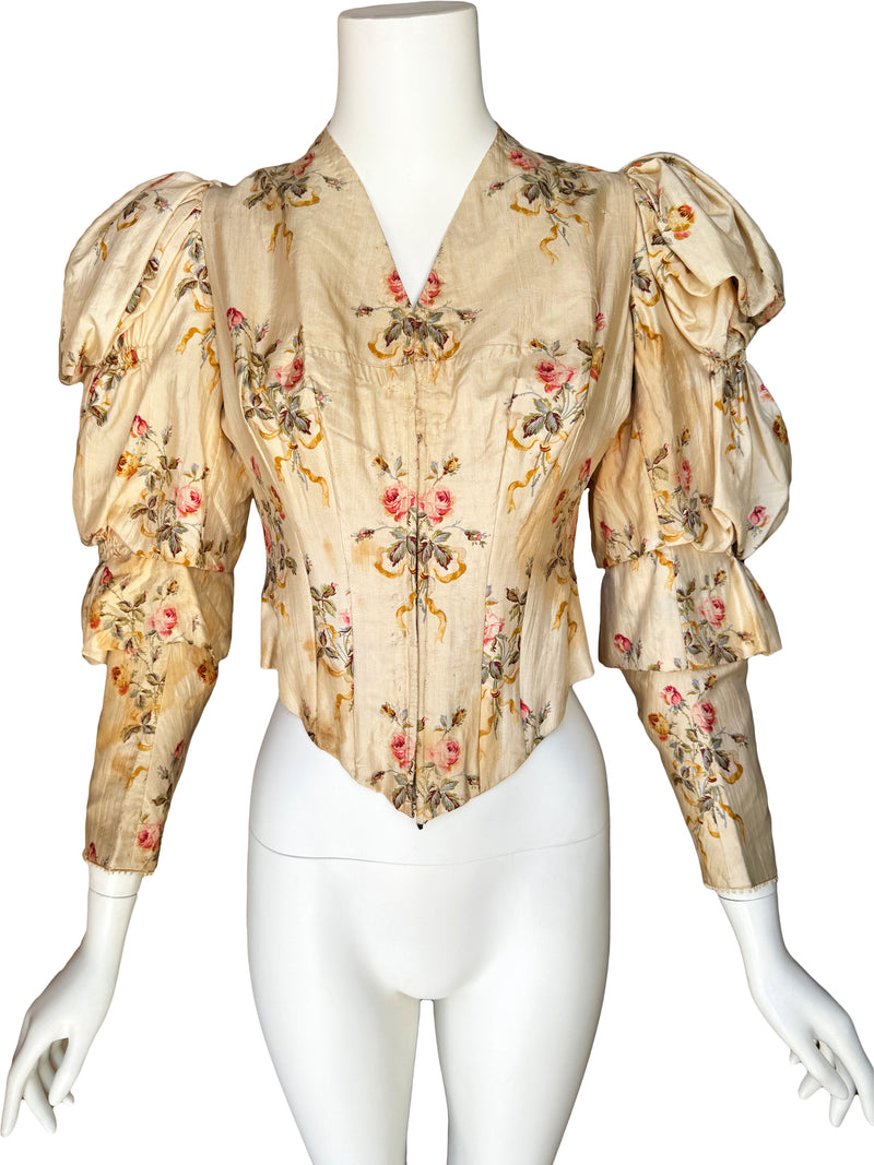 Antique Rose Print Corset Top