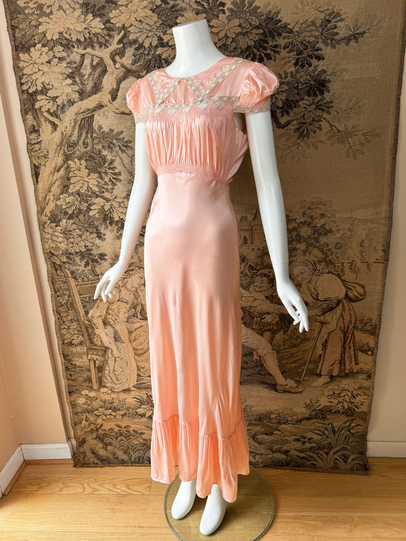 1930s Shirred Maxi Dress