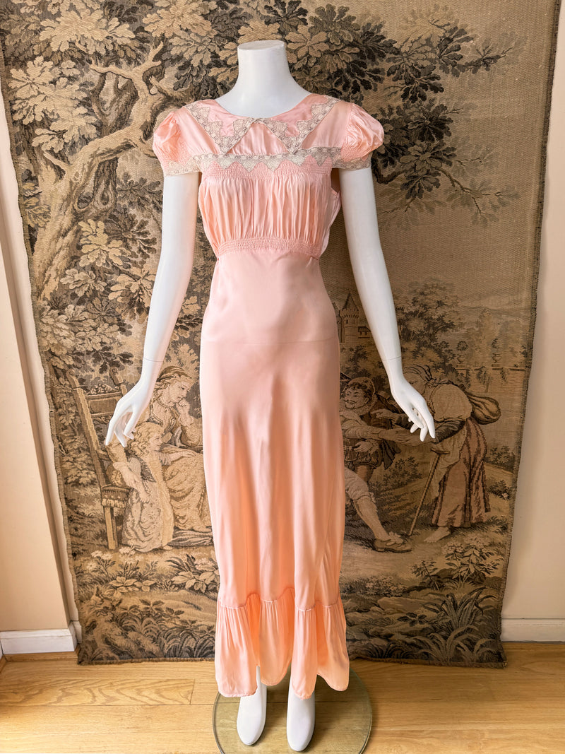 1930s Shirred Maxi Dress