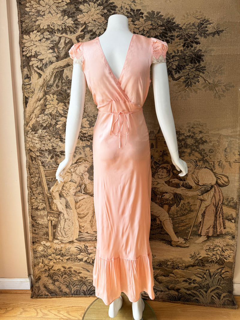 1930s Shirred Maxi Dress