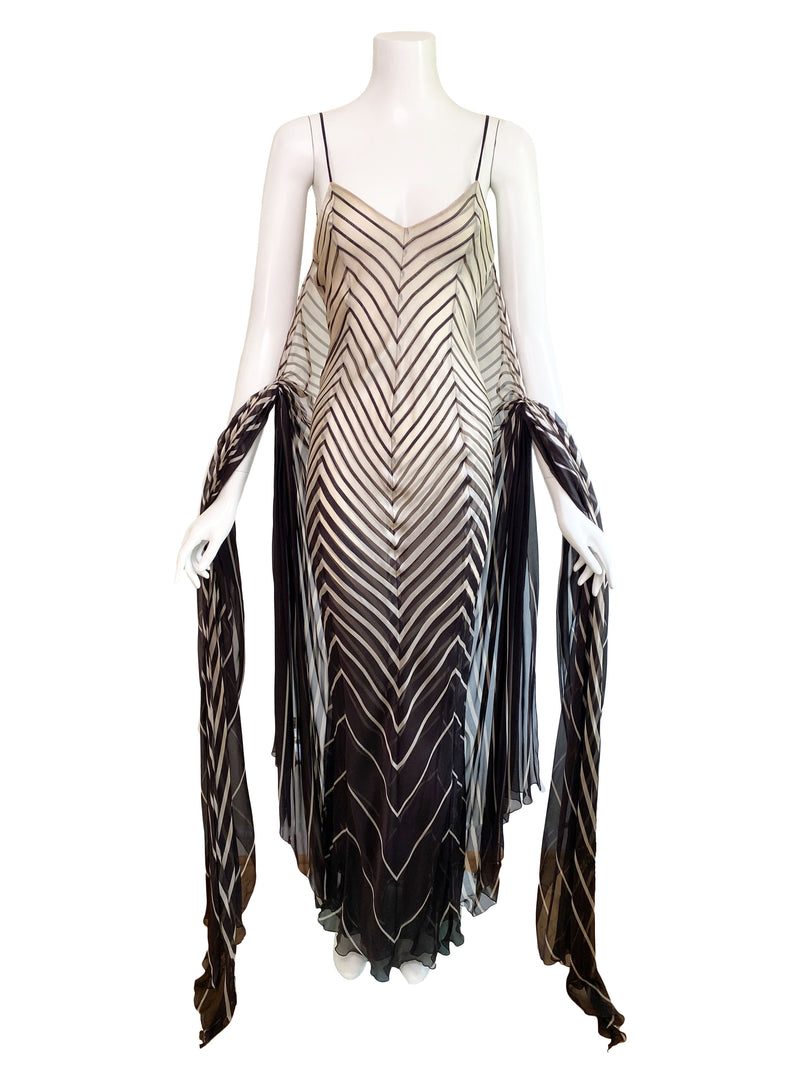 Valentino S/S 2001 Deco Striped Silk Gown