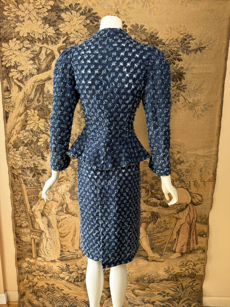 Vivienne Westwood Anglomania 1998 Cut Slash Denim Skirt Suit