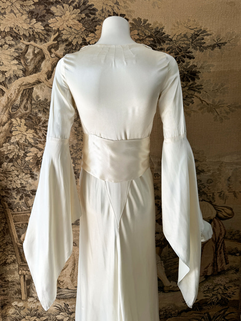 1930s Vionnet Inspired Silk Wedding Dress