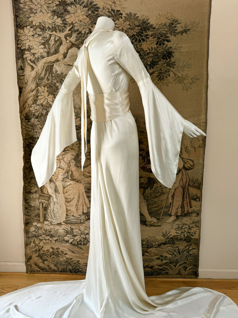 1930s Vionnet Inspired Silk Wedding Dress